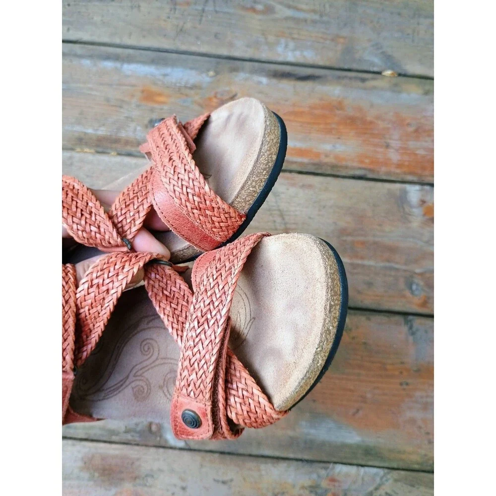 Taos 5-5.5 EU 36 Trulie Burnt Orange Women's Woven Leather Braid Wedge Sandals
